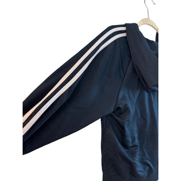 Gloria Vanderbilt XL Navy Blue Zip-Up Hoodie With White Stripes & Pockets - Picture 4 of 4
